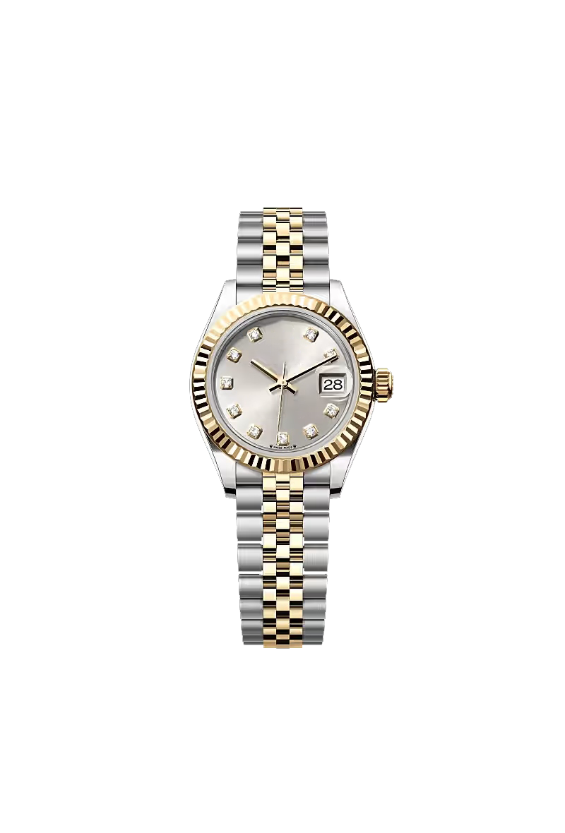 Elegant Gold & Silver Diamond Date Watch