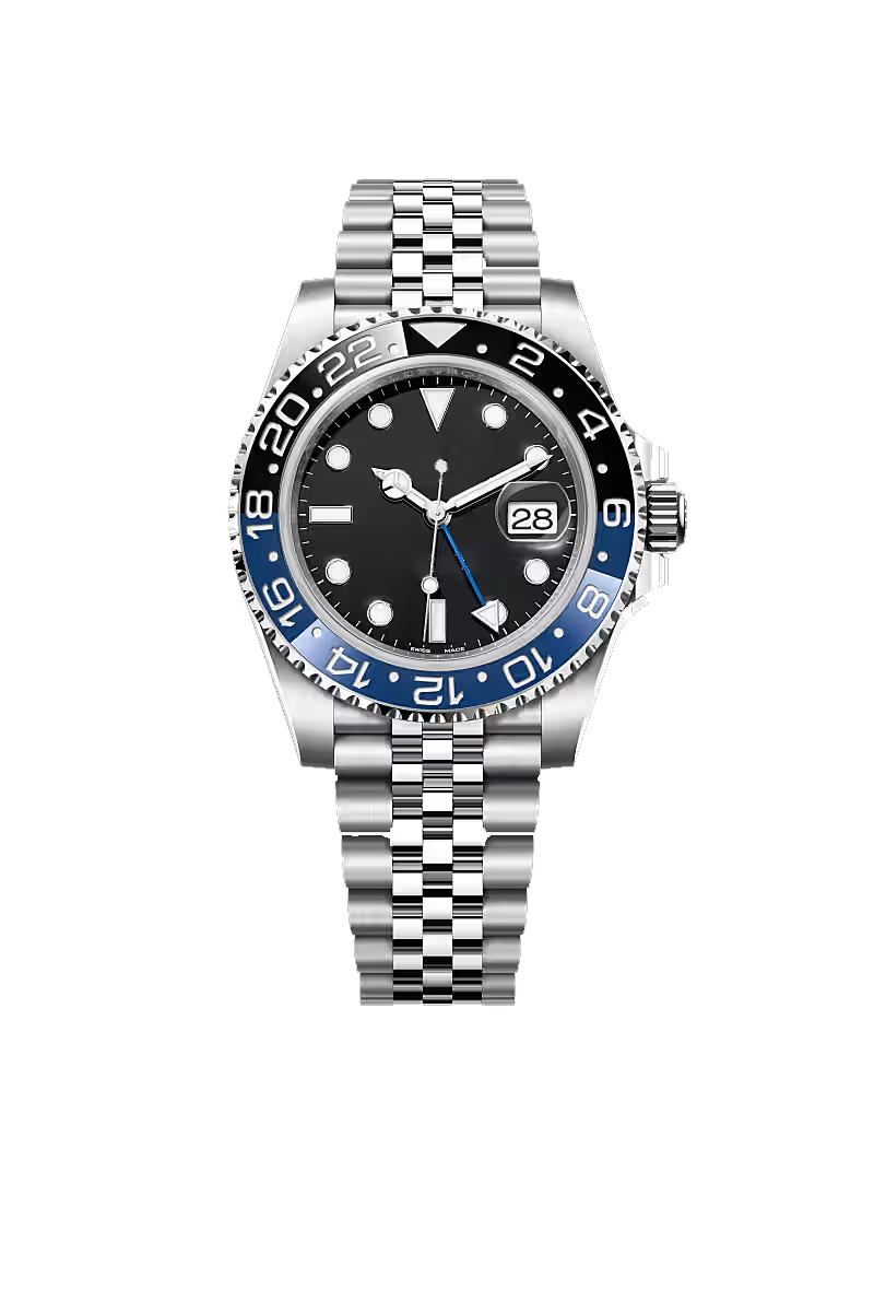 Black Dial Silver Stainless Steel Dual-Time Style Watch