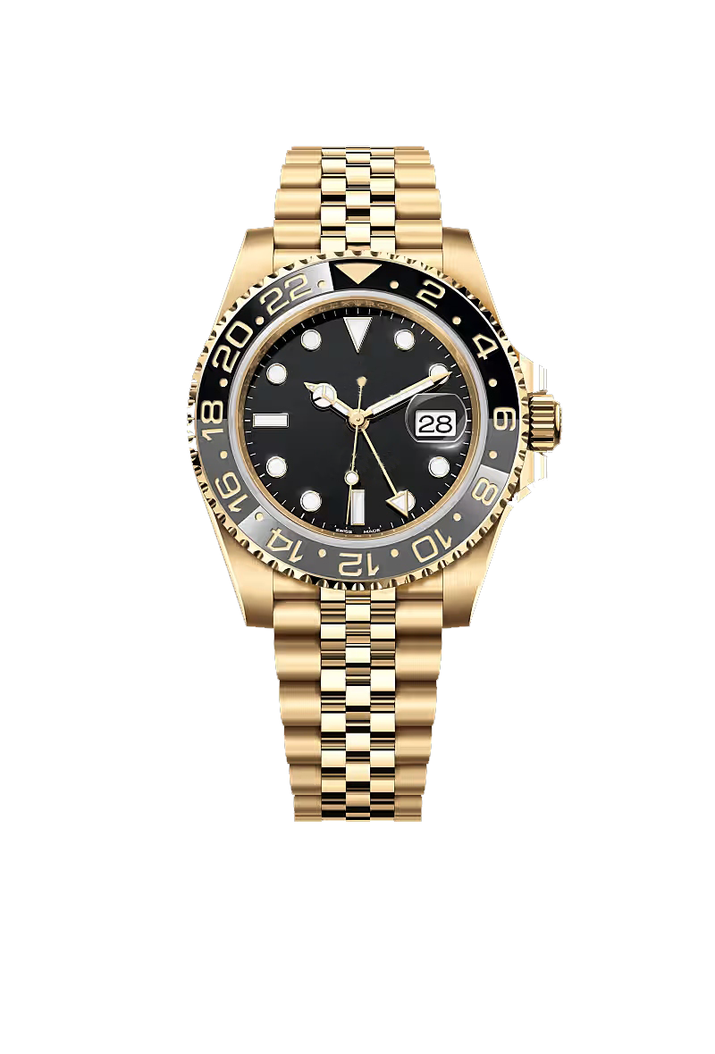Gold Black Dial Luxury Watch with Two-Tone Style Bracelet
