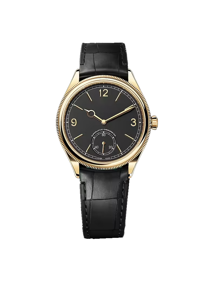 Gold Black Dial Classic Dress Watch with Black Leather Strap