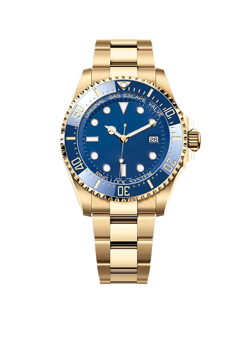 Gold Blue Dial Stainless Steel Dive Style Watch