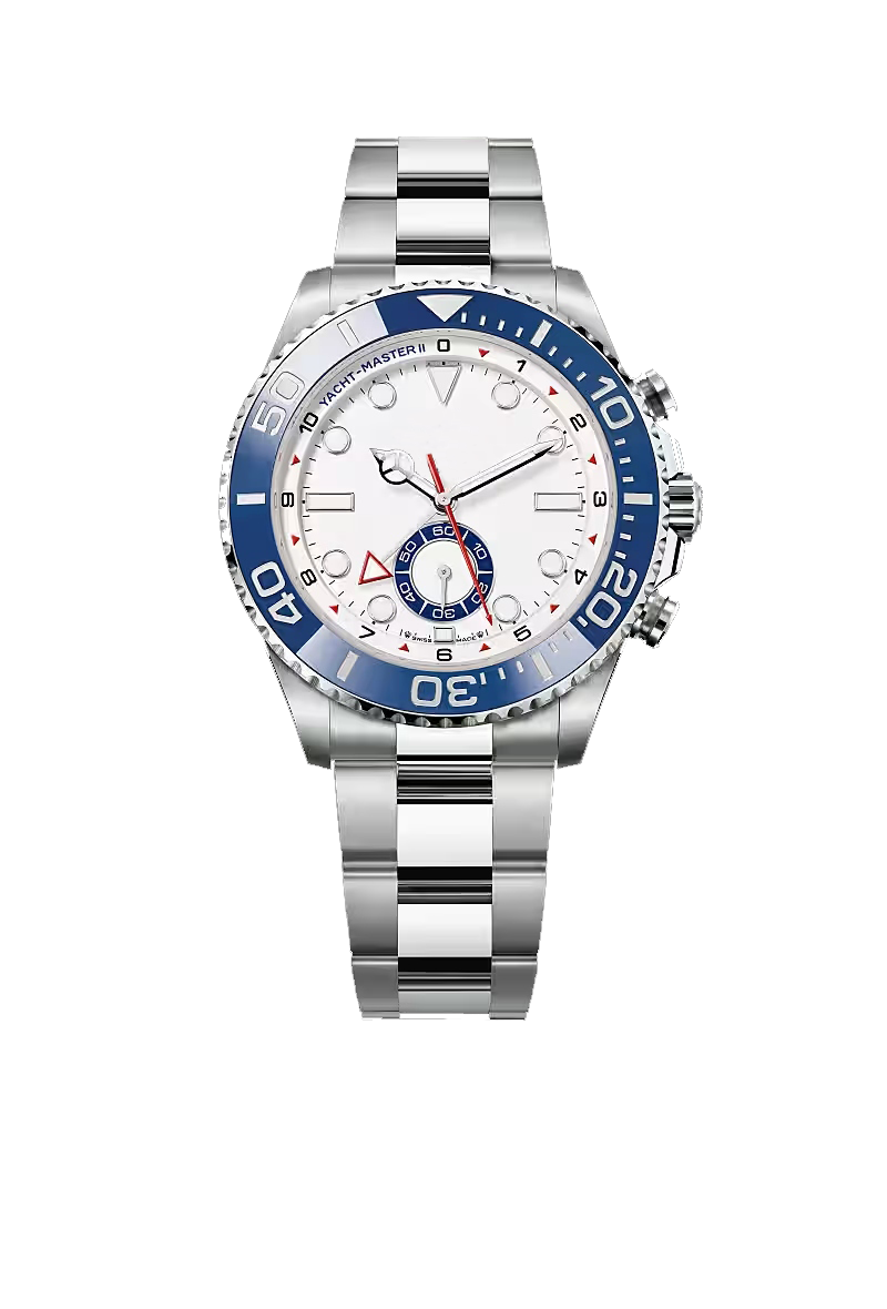 White Dial Blue Bezel Stainless Steel Chronograph Watch