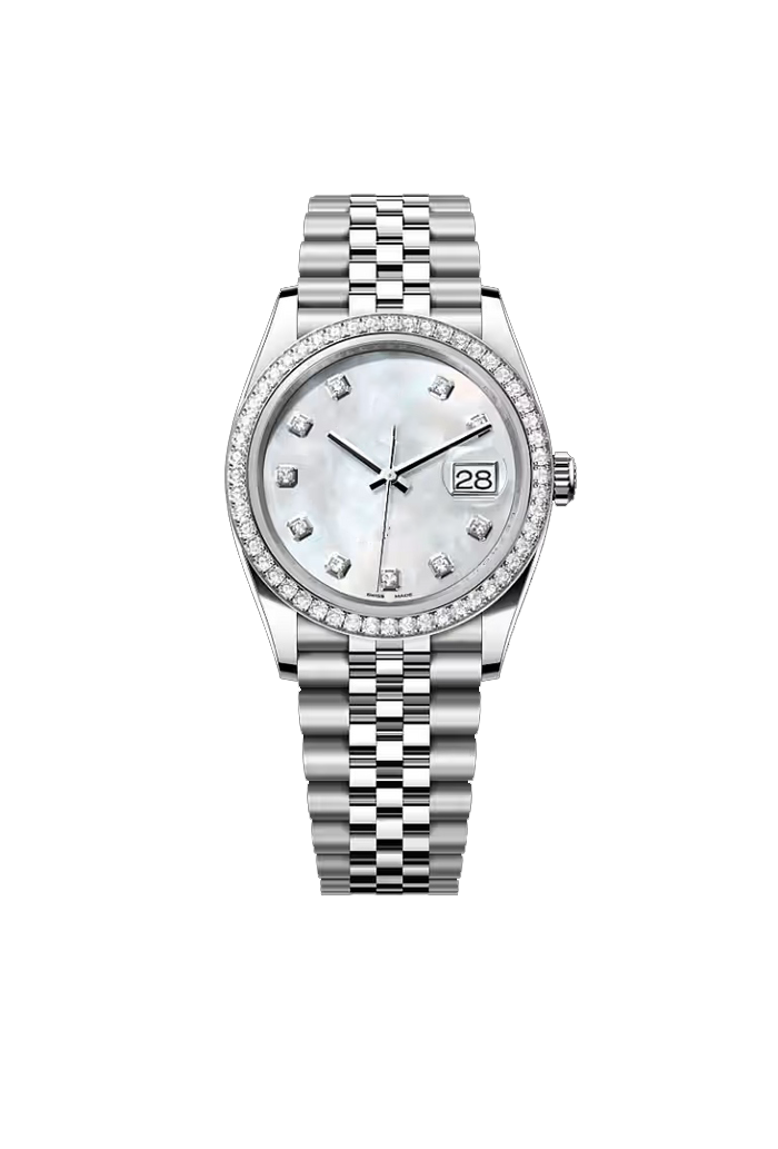 Silver Crystal Bezel White Dial Luxury Watch