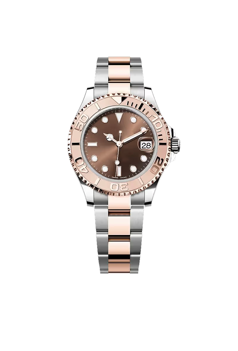 Rose Gold & Silver Two-Tone Sports Watch with Brown Dial