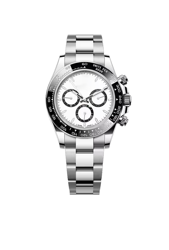 Silver Stainless Steel Chronograph Watch with White Dial