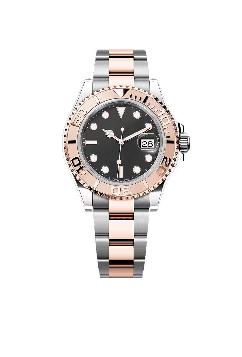 Rose Gold & Silver Two-Tone Sports Watch with Black Dial