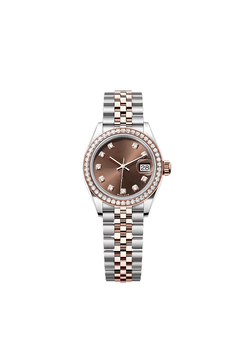 28 Chocolate Diamond Dial Rose Gold Two-Tone Watch