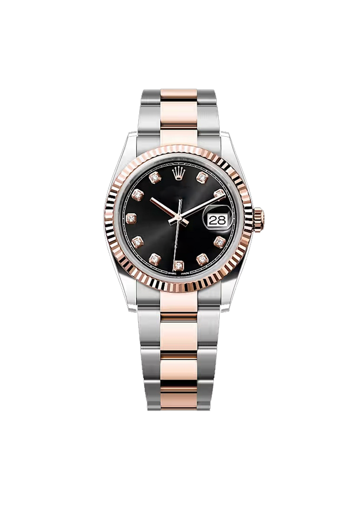 Datejust 36 Black Diamond Dial Rose Gold & Silver Luxury Watch