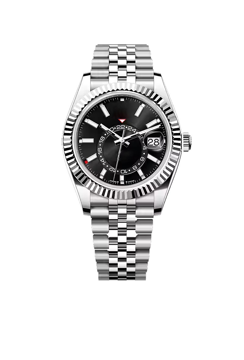 Luxury Black Dial Fluted Bezel Men’s Watch