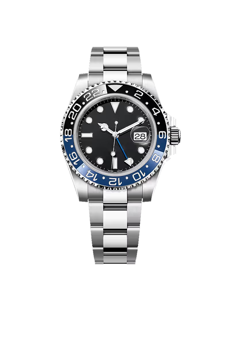 Black Dial Silver Stainless Steel Dual-Time Style Watch