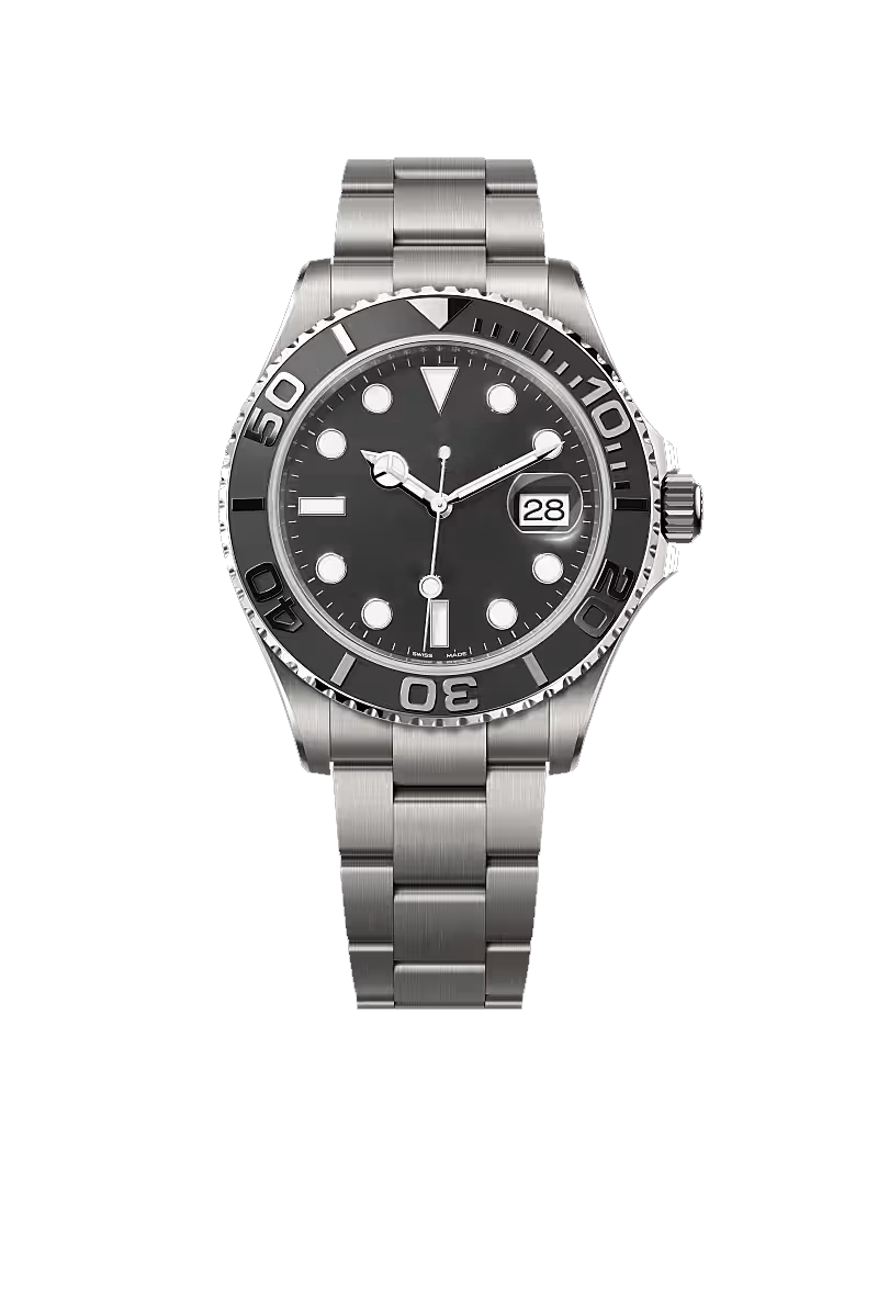 Black Dial Stainless Steel Sports Watch with Black Bezel