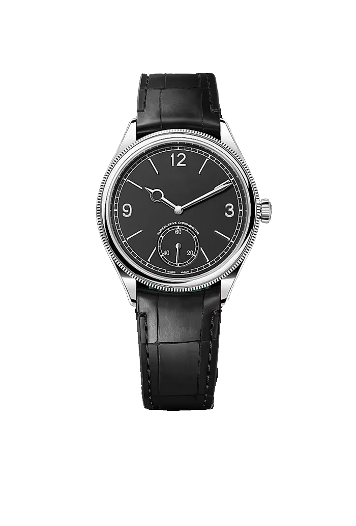 Black Dial Silver Classic Dress Watch with Leather Strap