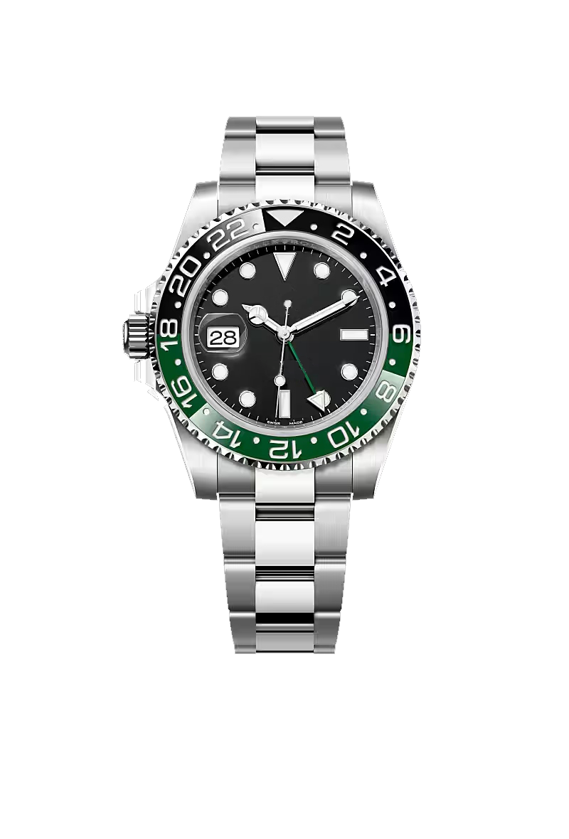 Black Dial Silver Stainless Steel Dual-Time Style Watch