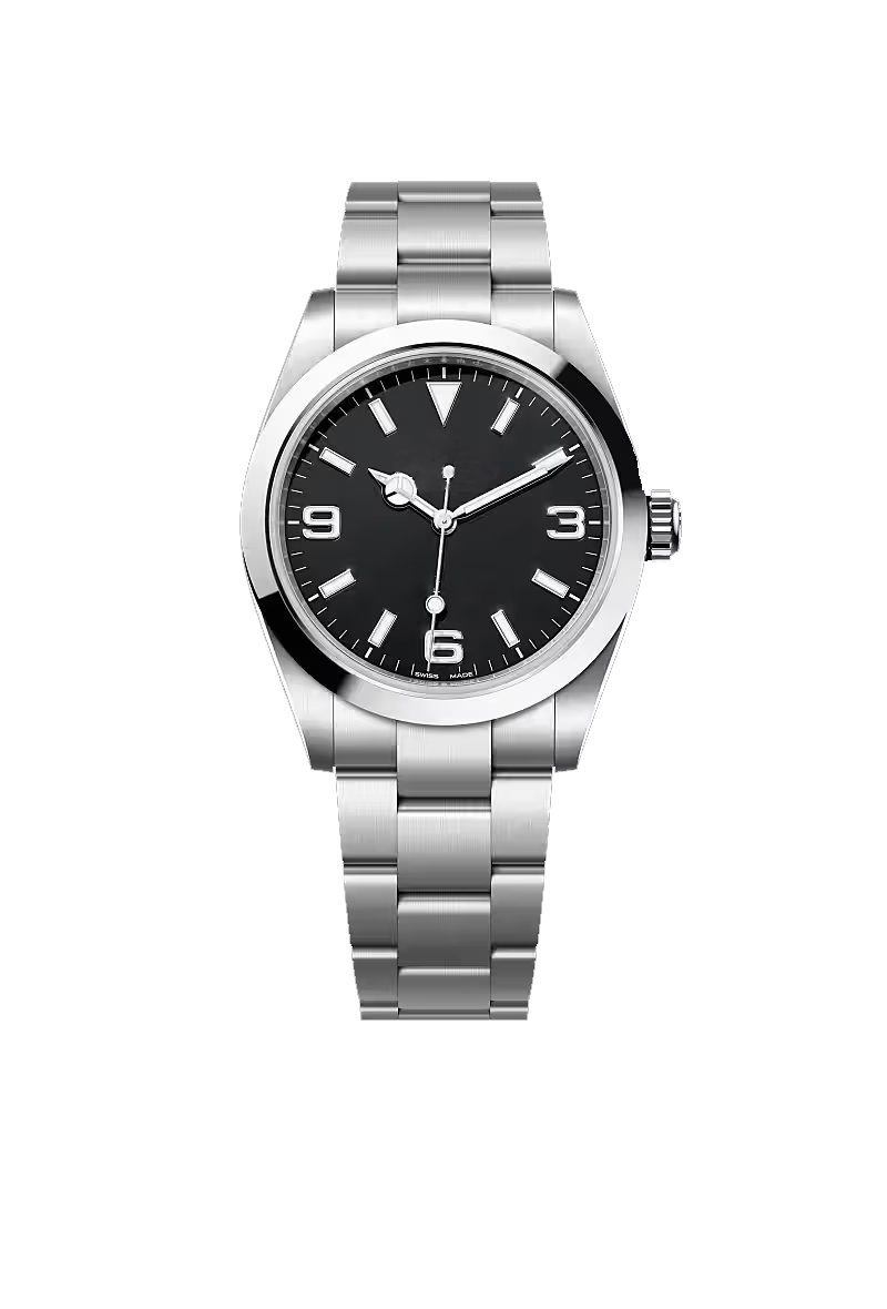 Classic Black Dial Stainless Steel Watch