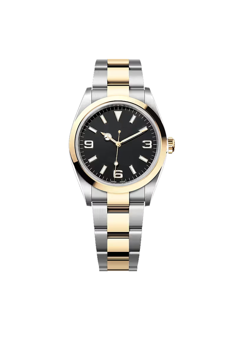 Two-Tone Gold & Silver Black Dial Classic Sports Watch