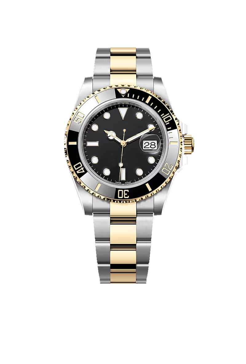 Two-Tone Gold & Silver Black Dial Luxury Sports Watch