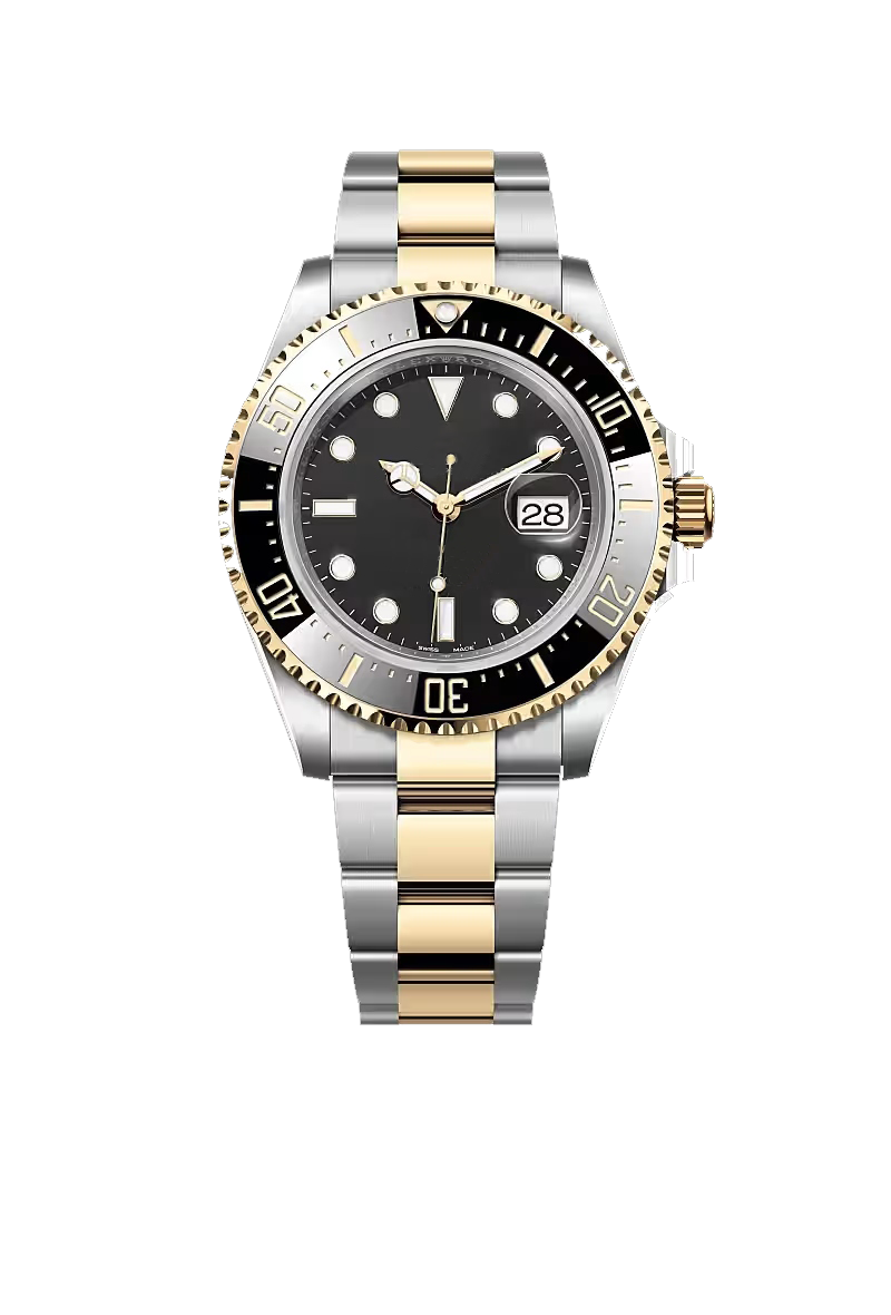 Two-Tone Gold & Silver Black Dial Sports Watch