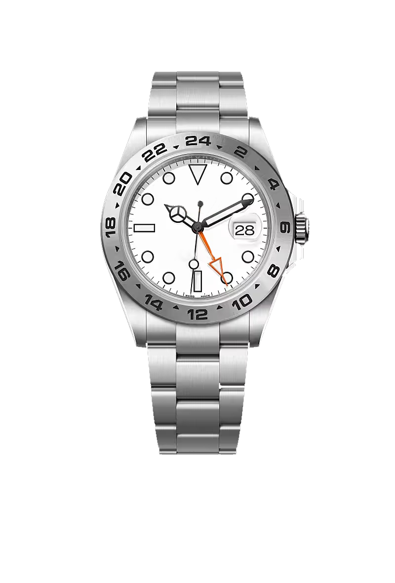 White Dial Silver Stainless Steel Dual-Time Style Watch