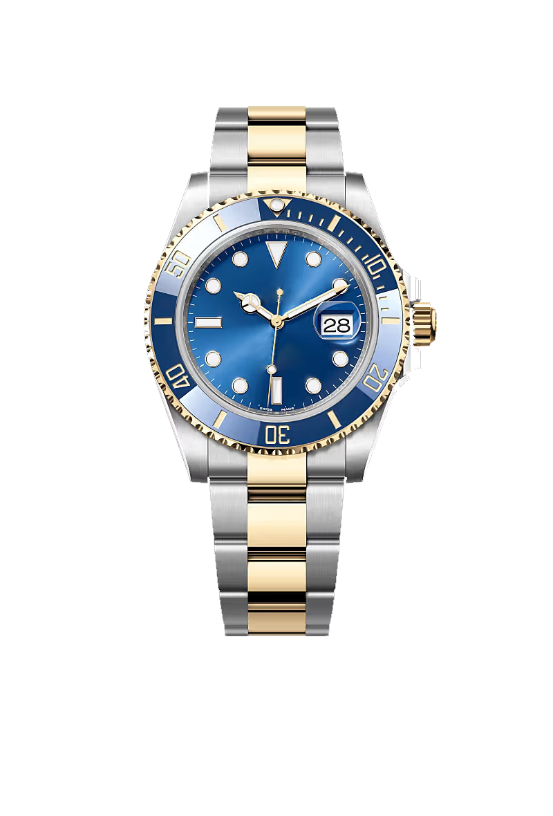 Two-Tone Gold & Silver Blue Dial Luxury Sports Watch
