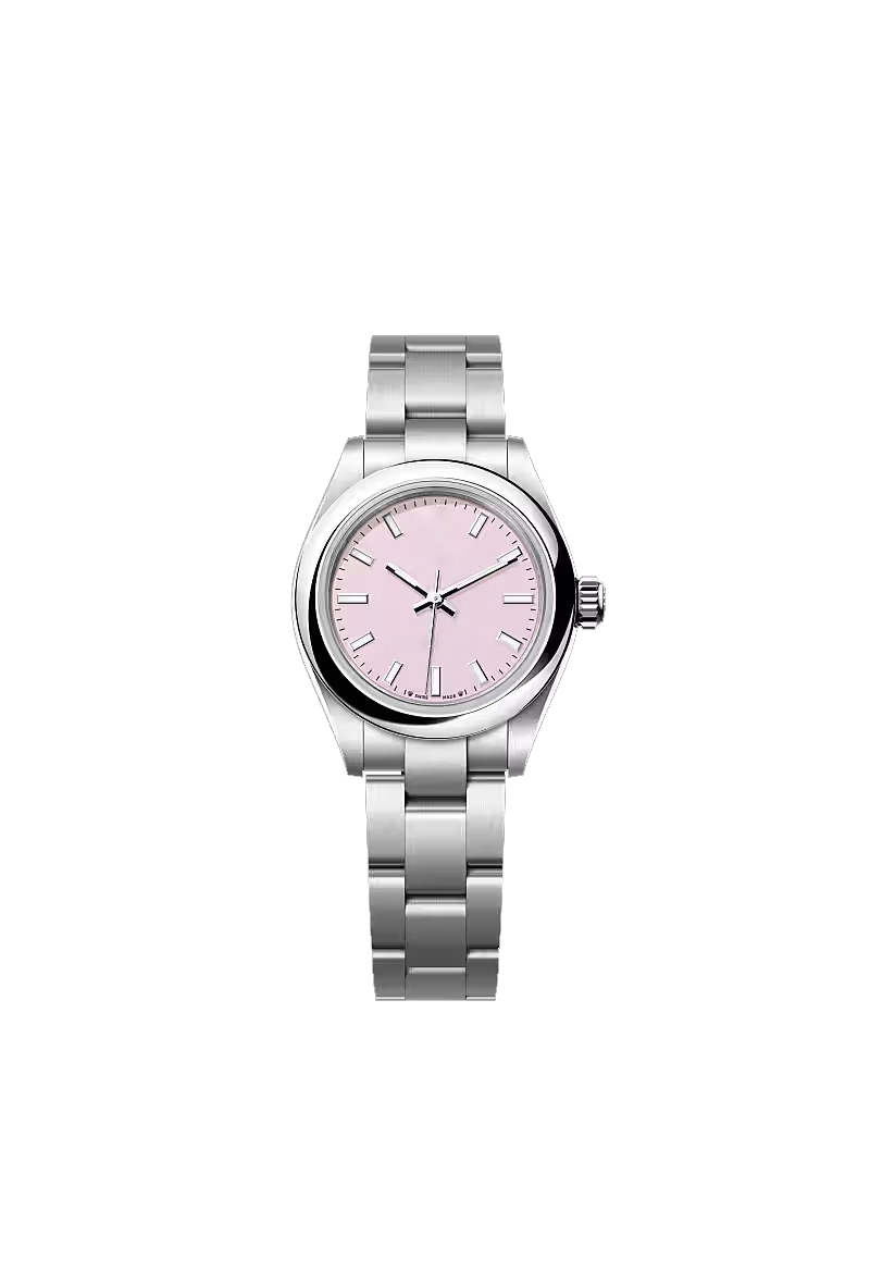 Pink Dial Silver Stainless Steel Classic Watch