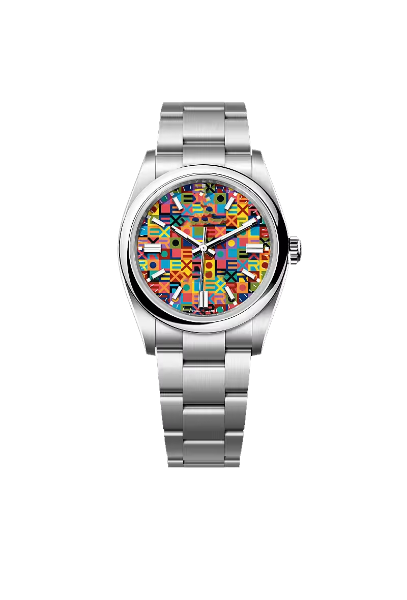 Colorful Geometric Dial Silver Stainless Steel Watch