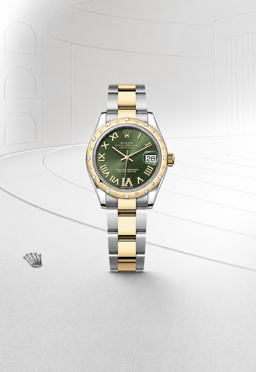 Datejust 31 Green Roman Dial Two-Tone Watch