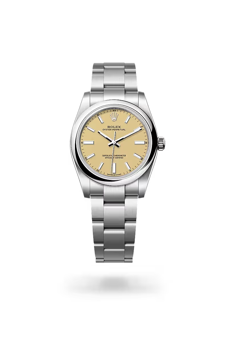 Oyster Perpetual 34 Golden Heritage Stainless Steel Watch