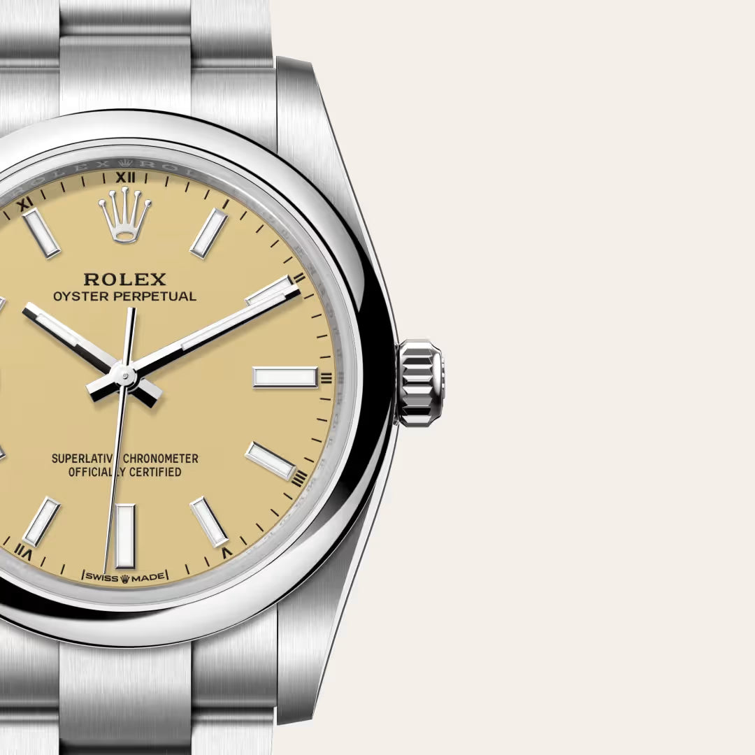 Oyster Perpetual 34 Champagne Gold Stainless Steel Watch