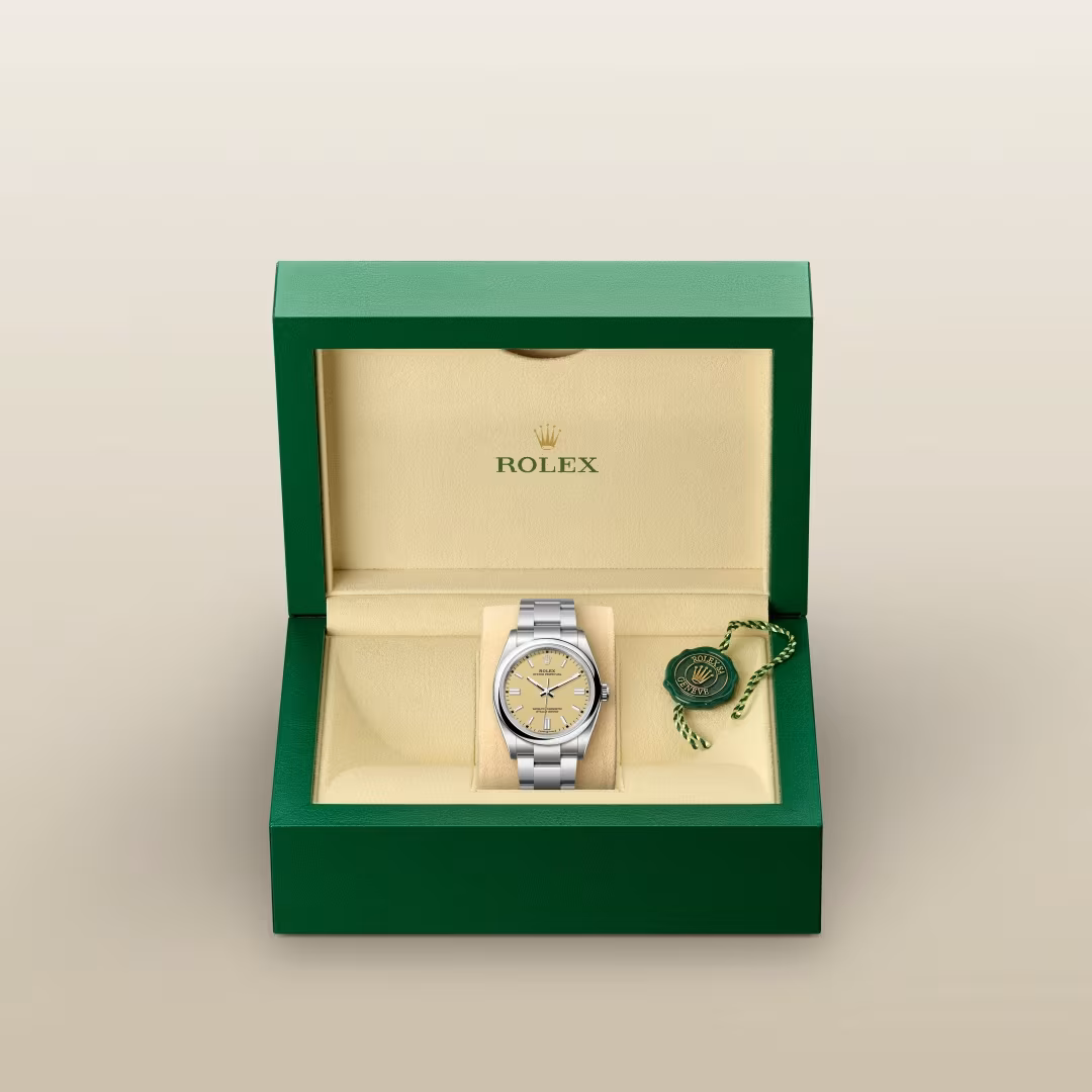 Oyster Perpetual 36 Champagne Gold Dial Stainless Steel Watch