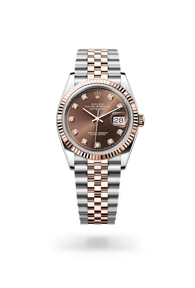 Datejust 36 Chocolate Diamond Dial Rose Gold Jubilee Watch