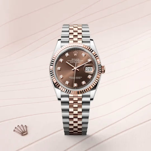 Datejust 36 Chocolate Diamond Dial Rose Gold Jubilee Watch
