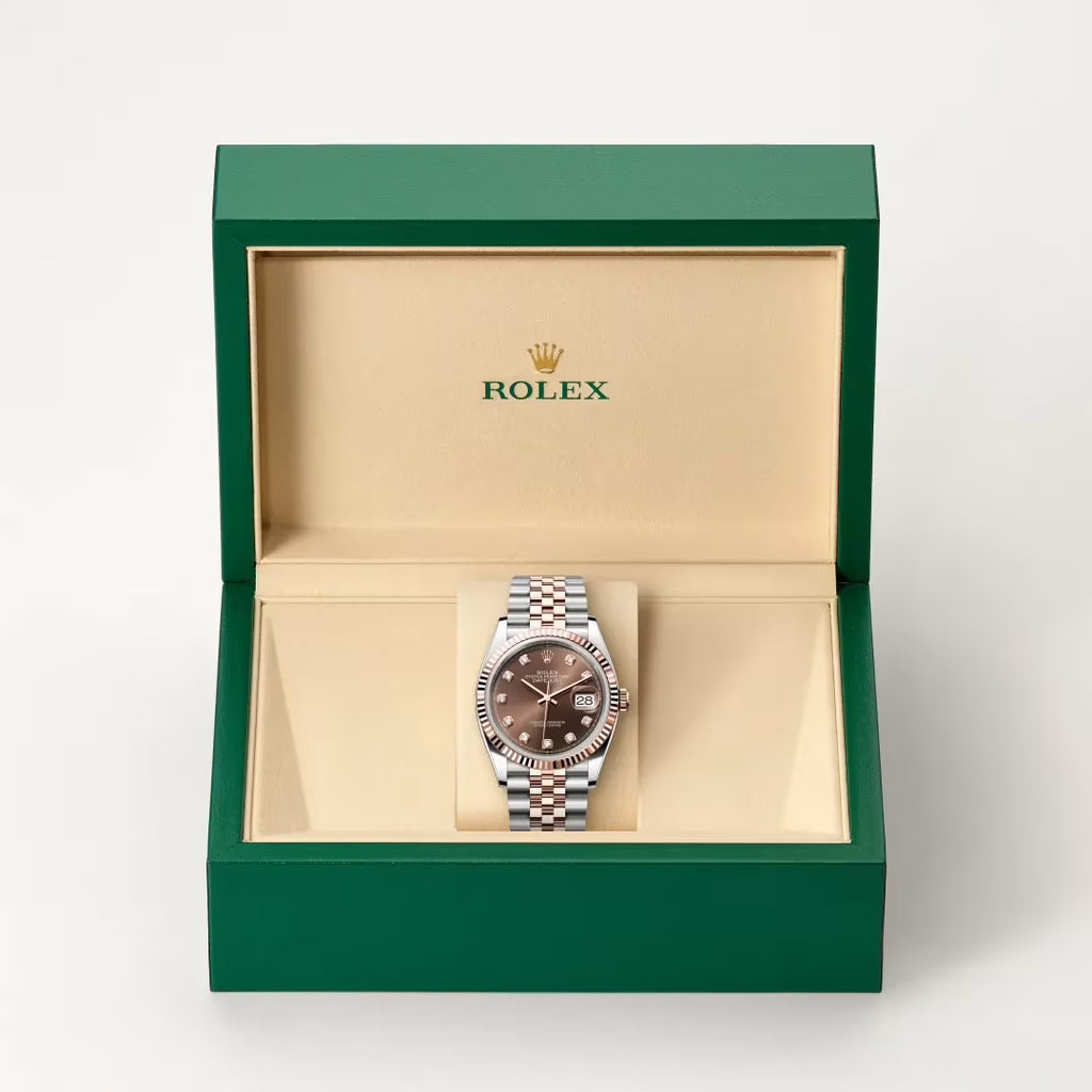 Datejust 36 Chocolate Diamond Dial Rose Gold Jubilee Watch