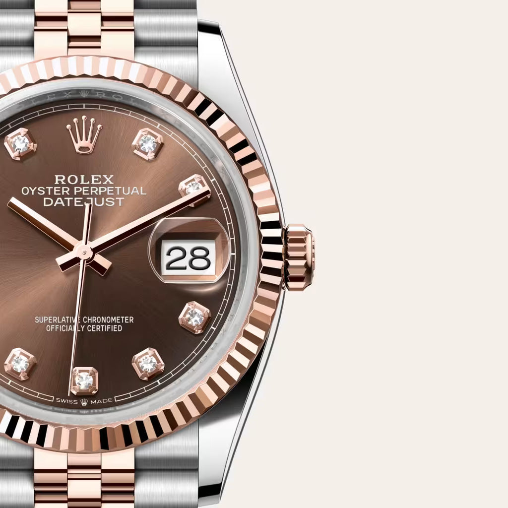 Datejust 36 Chocolate Diamond Dial Rose Gold Jubilee Watch
