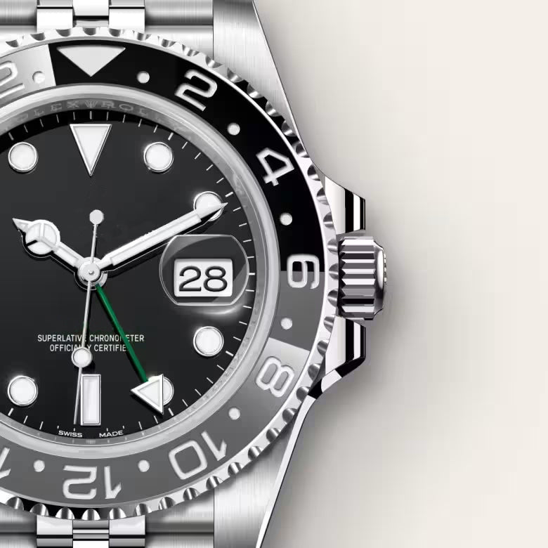 Men's Two-Tone Luxury Sterling Black Watch