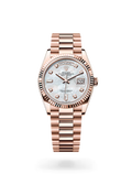 Day-Date 36 Rose Gold Wrist Watch with White Pearl Dial