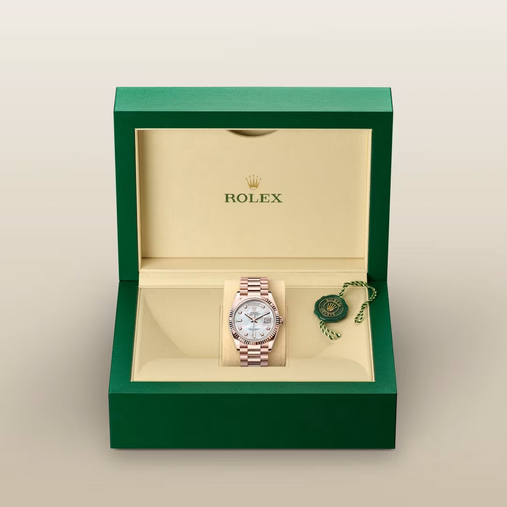 Day-Date 36 Rose Gold Wrist Watch with White Pearl Dial