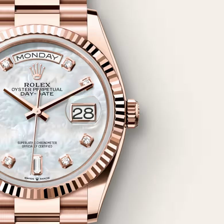 Day-Date 36 Rose Gold Wrist Watch with White Pearl Dial