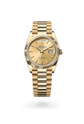 Day-Date 36 Elegant Gold Watch with Champagne Dial & Fluted Bezel