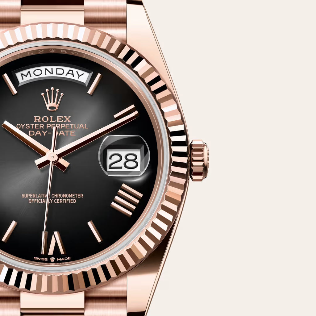 Day-Date 40 Luxury Rose Gold Day-Date Watch with Black Dial