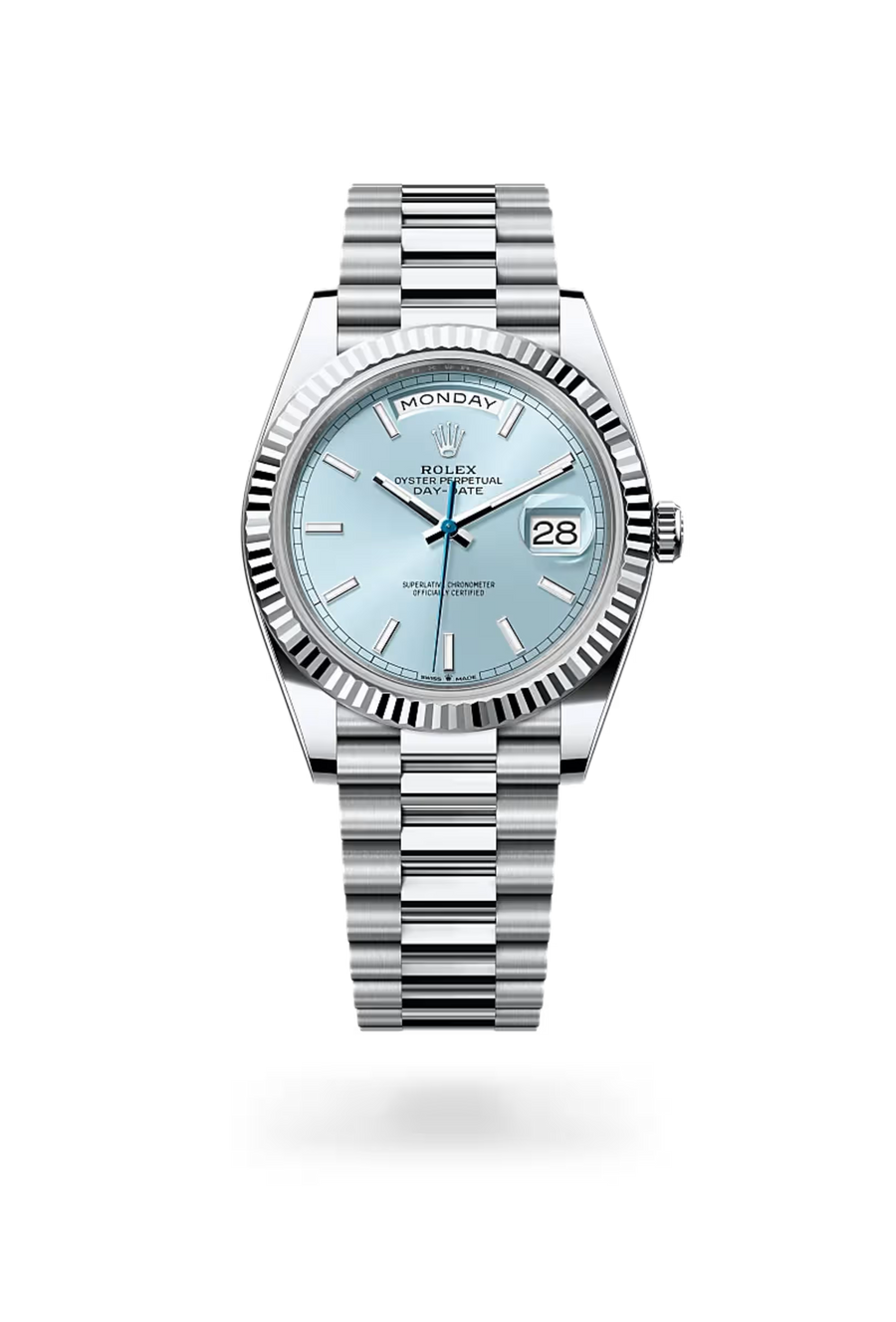 Day-Date 40 Classic Ice Blue Dial Luxury Watch