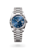 Day-Date 40 Premium Stainless Steel Blue Dial Wrist Watch