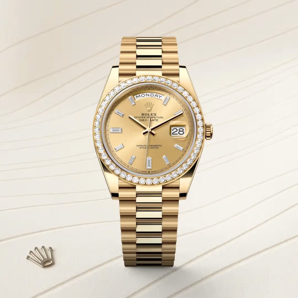 Day-Date 40 Royal Gold Watch with Diamond Bezel & Champagne Dial
