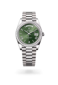 Day-Date 40 Luxury Silver  Green Dial Diamond Bezel Watch