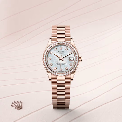 Datejust 31 Rose Gold Mother of Pearl Diamond Watch