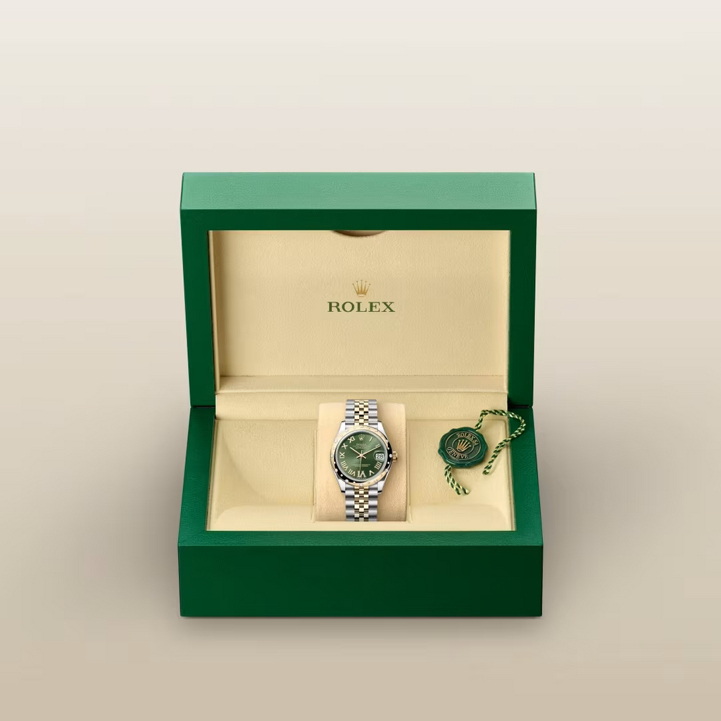 Datejust 31 Green Roman Diamond Bezel Jubilee Watch