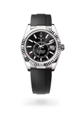 Sky-Dweller Luxury Black Dial Stainless Steel Watch with Rubber Strap