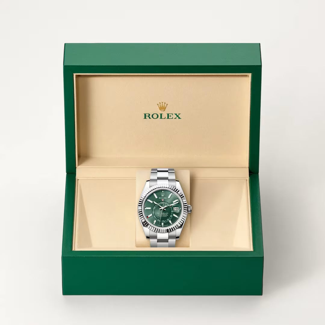 Sky-Dweller Green Dial Stainless Steel Watch