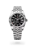 Sky-Dweller Luxury Black Dial Fluted Bezel Men’s Watch