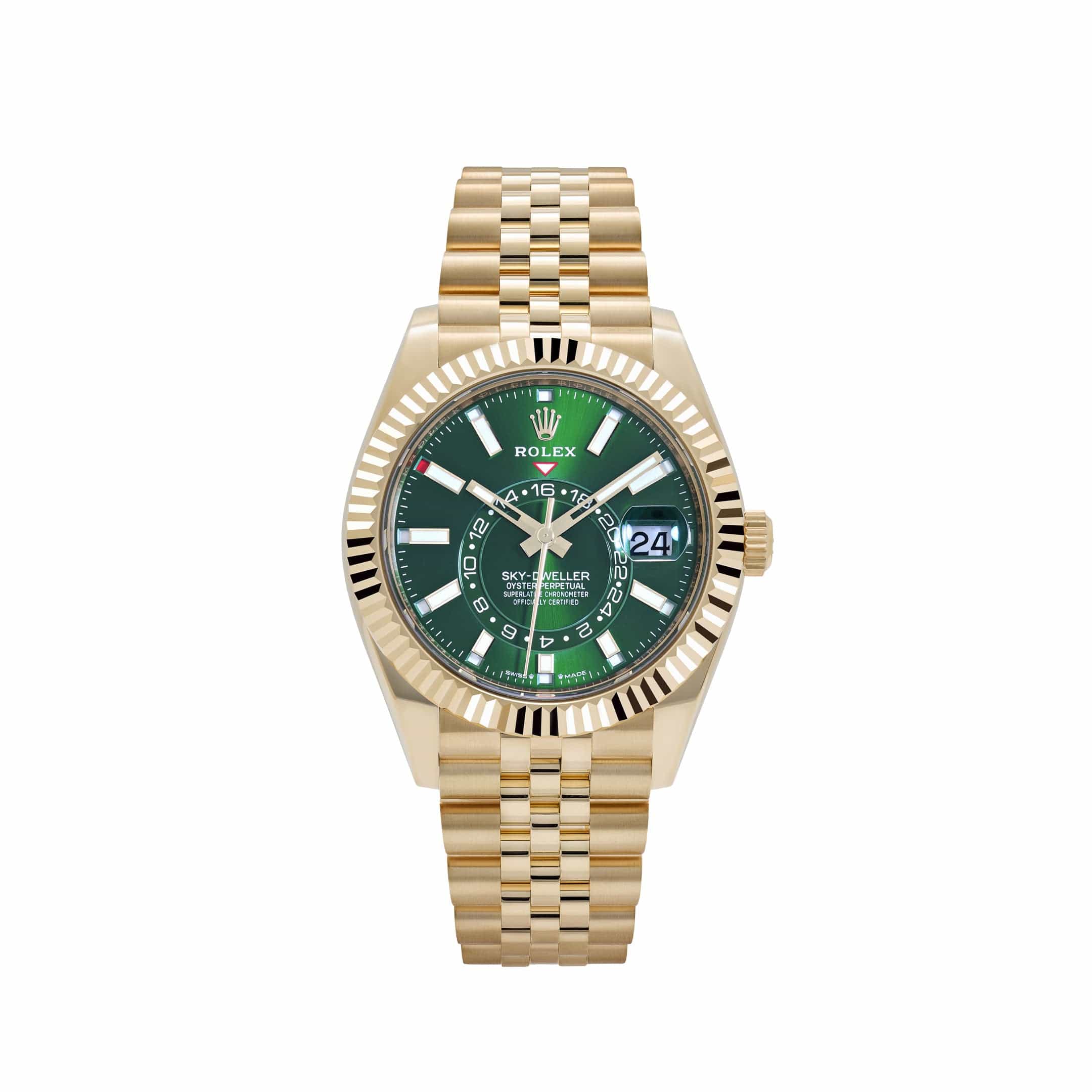 ROLEX SKY DWELLER GOLD GREEN DIAL