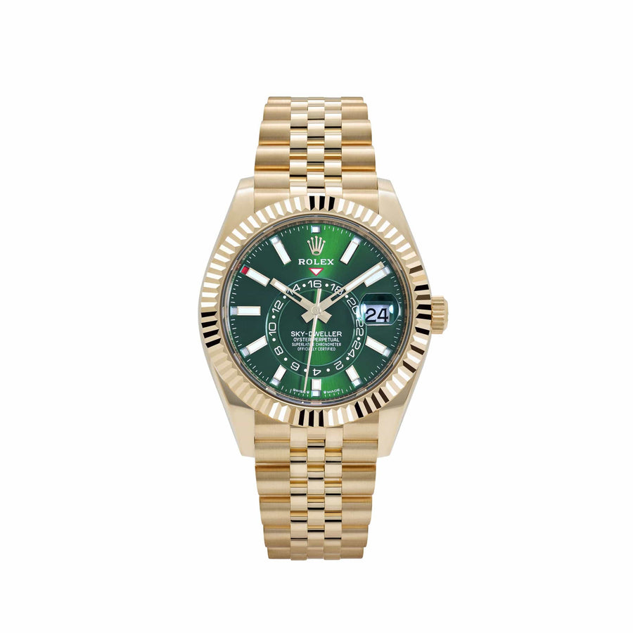 ROLEX SKY DWELLER GOLD GREEN DIAL